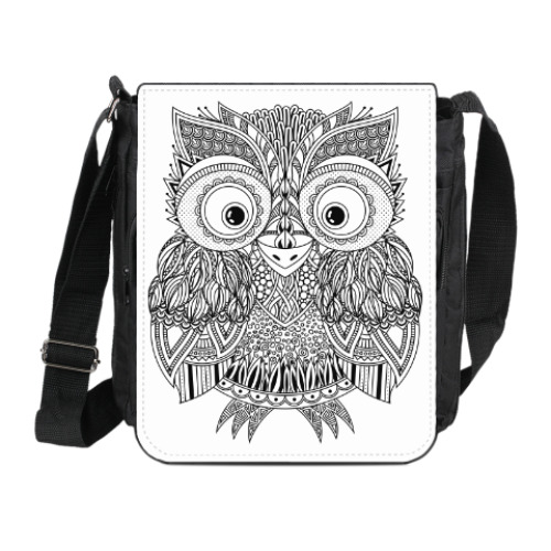 Сумка на плечо (мини-планшет) с принтом Лупоглазая совушка