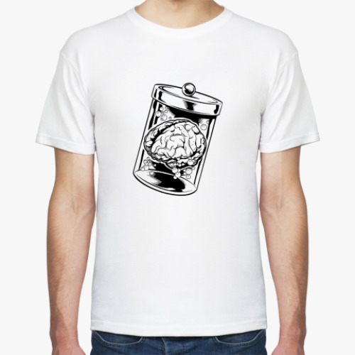 Футболка с принтом  Мозги в колбе. Пища для зомби