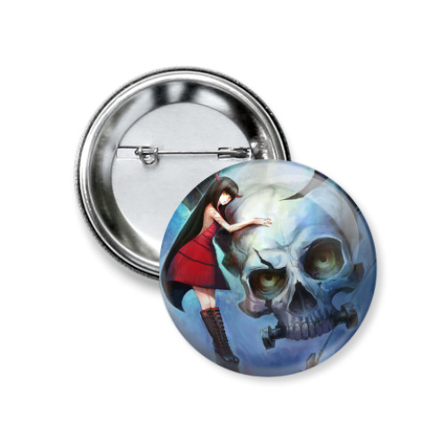Значок 37мм с принтом Тян и Череп
