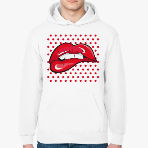 Толстовка худи с принтом Губы: поп-арт