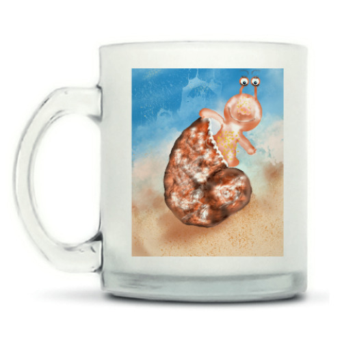 Кружка матовая с принтом Улиточка,ракушка
