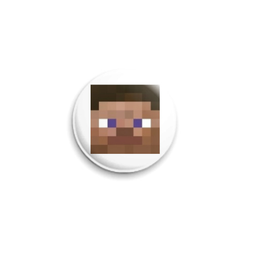 Значок 25мм с принтом Персонаж игры майнкрафт Стив