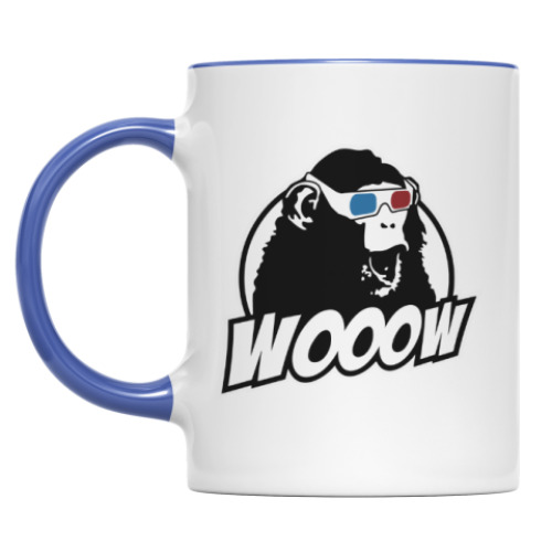 Кружка с принтом Обезьяна - ух ты!