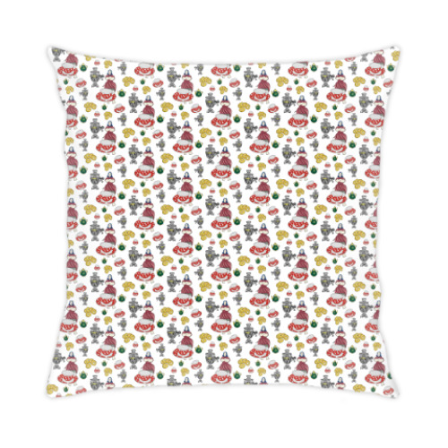 Подушка с принтом баранки чай самовар