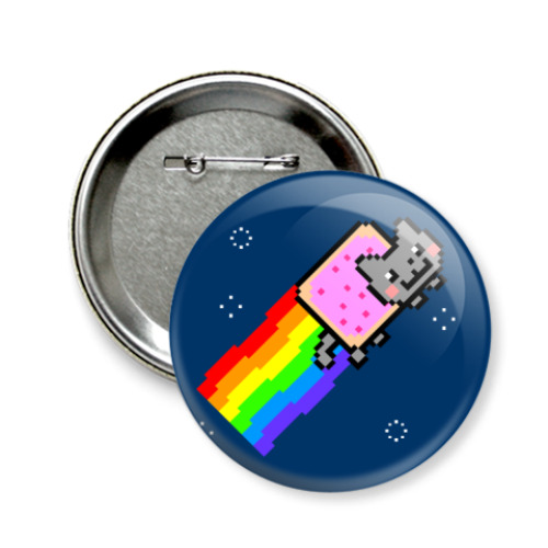Значок 58мм с принтом  Nyan Cat