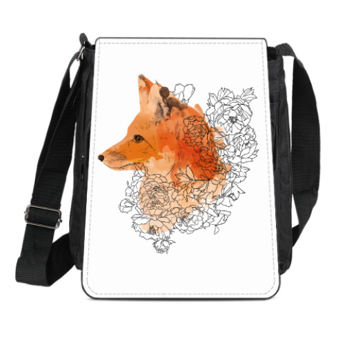 Сумка-планшет с принтом Акварельная лиса