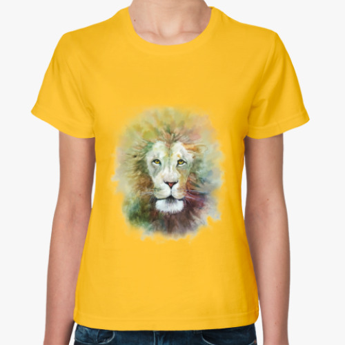 Женская футболка Лев, акварель