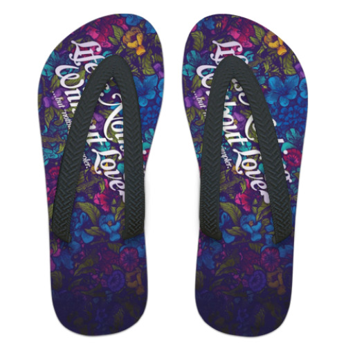 Шлепанцы (сланцы) с принтом Жизнь- Ничто Без Любви