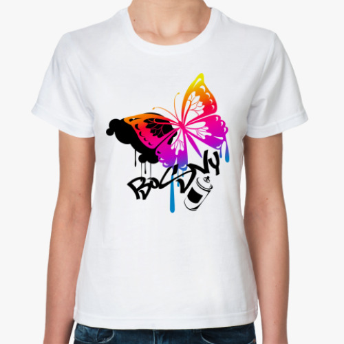 Классическая футболка с принтом Бабочка