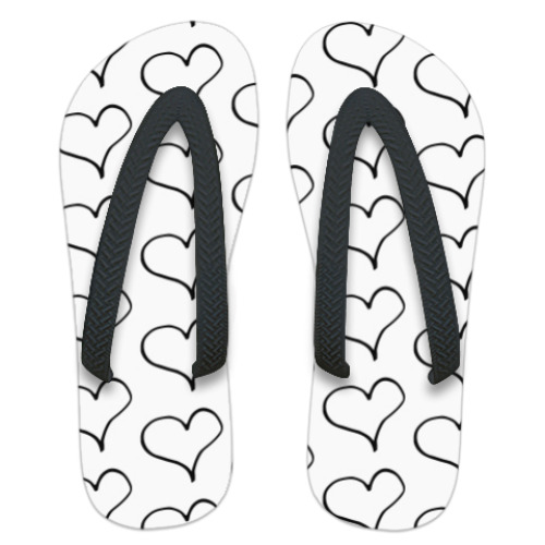 Шлепанцы (сланцы) с принтом Чернильное сердце