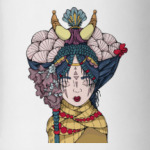 Девушка с голубыми волосами и цветами