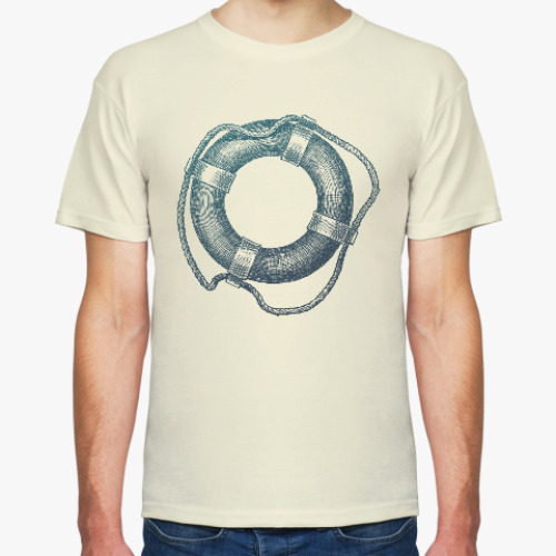 Футболка с принтом Море винтаж спасательный круг