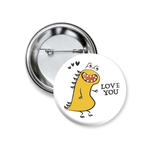 Значок 37мм с принтом Love you