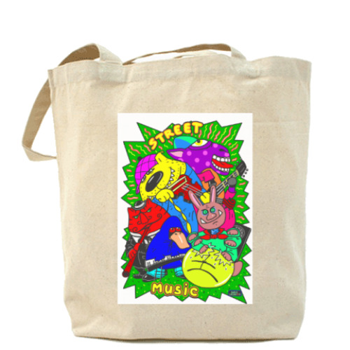 Сумка шоппер с принтом Уличные музыканты