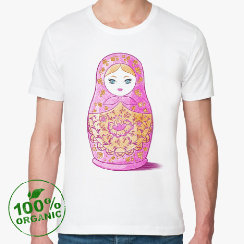 Футболка из органик-хлопка с принтом  Матрёшка