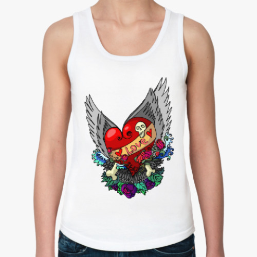 Женская майка с принтом Крылатое сердце