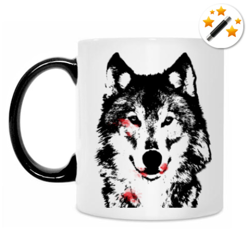 Кружка-хамелеон с принтом Волк