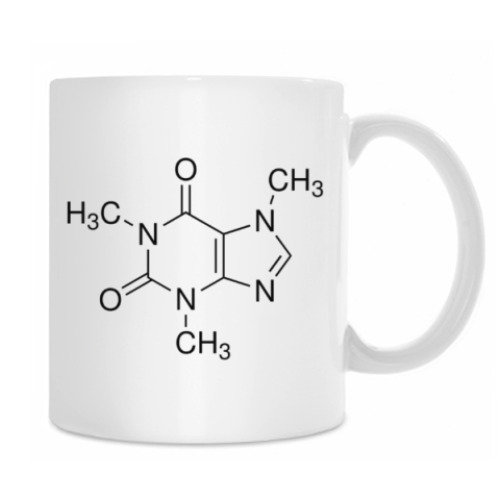 Кружка с принтом 'chemical structure of caffeine'