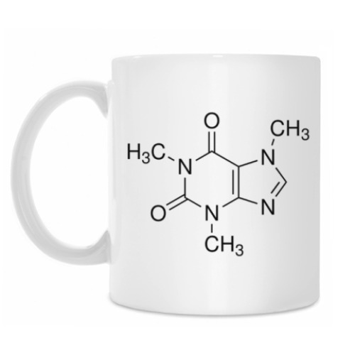 Кружка с принтом 'chemical structure of caffeine'